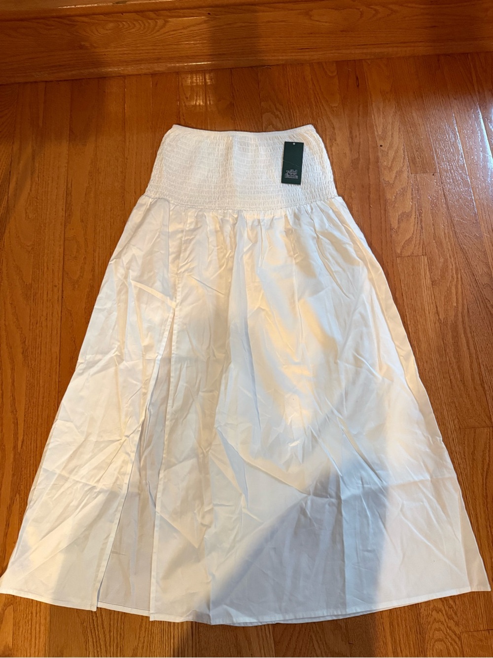 wild fable White Smocked Waist Maxi Skirt with Flowing Panels